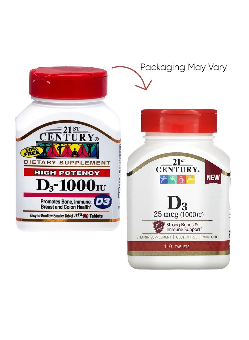 21st Century Vitamin D3 25 Mcg 1000 Iu 110 Tablets Packaging May Vary - Image 2